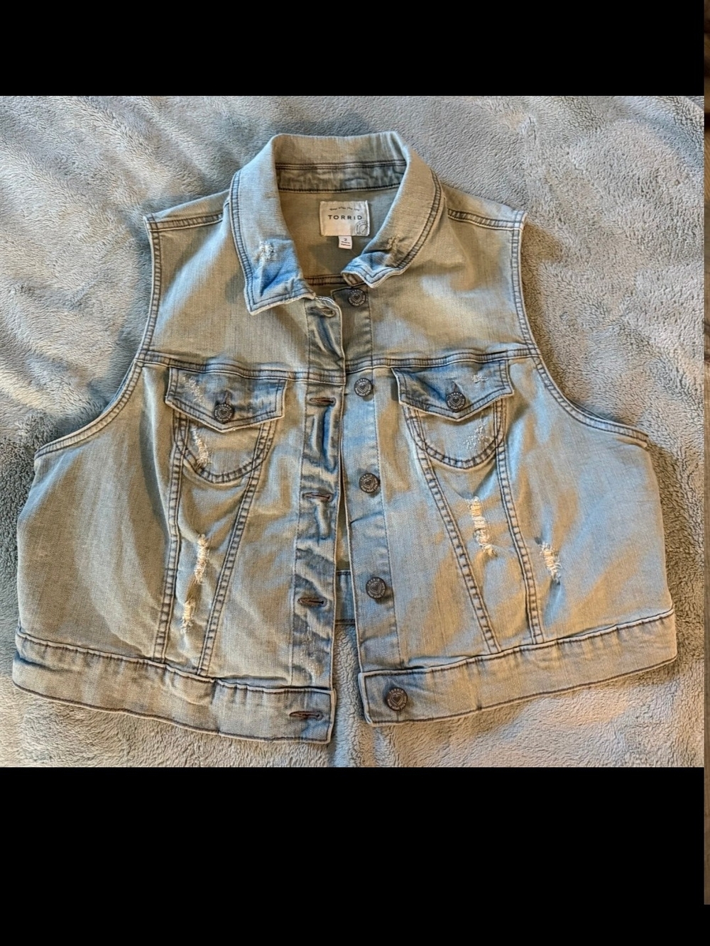 Torrid Light Blue Washed Denim Vest